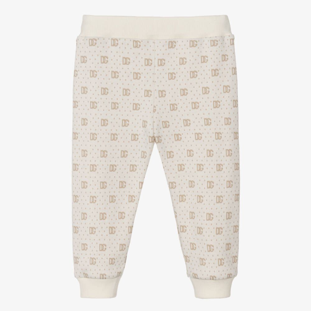 Dolce & Gabbana-Boys Beige Cotton Logo Trousers | Childrensalon Outlet