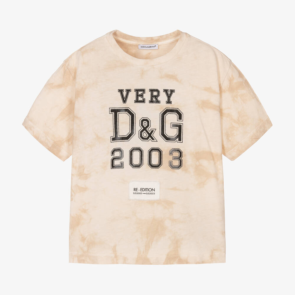 Dolce & Gabbana - Бежевая хлопковая футболка | Childrensalon