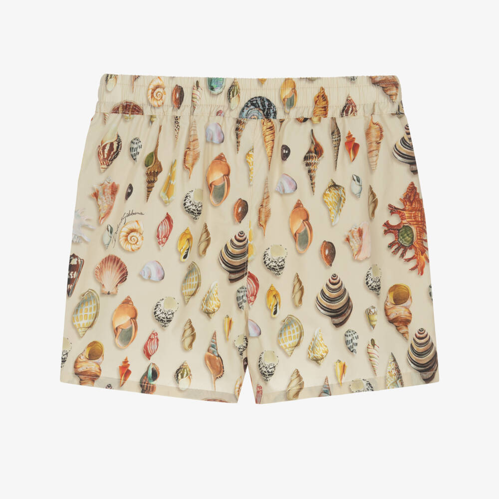 Dolce & Gabbana-شورت قطني بيج للأولاد بتصميم أصداف البحر | Childrensalon Outlet