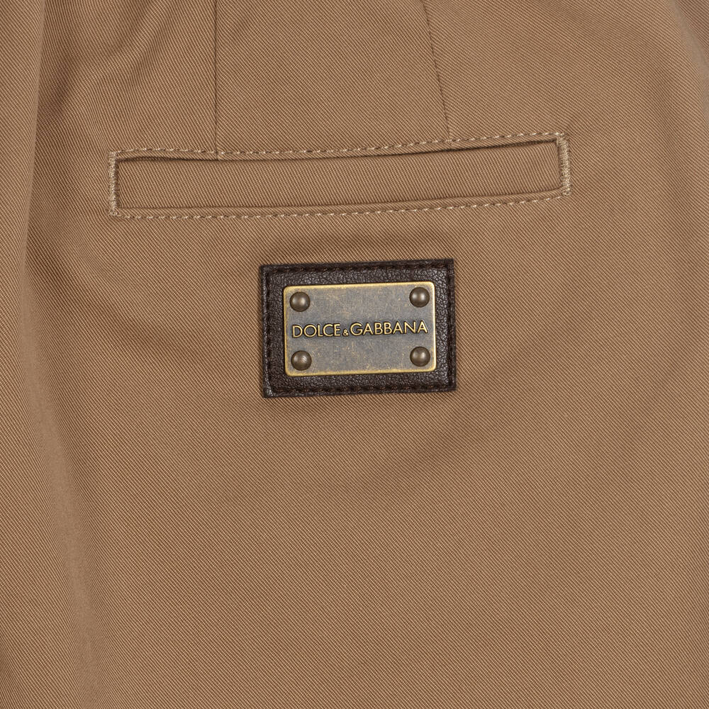 Dolce & Gabbana-Boys Beige Cotton Shorts | Childrensalon Outlet