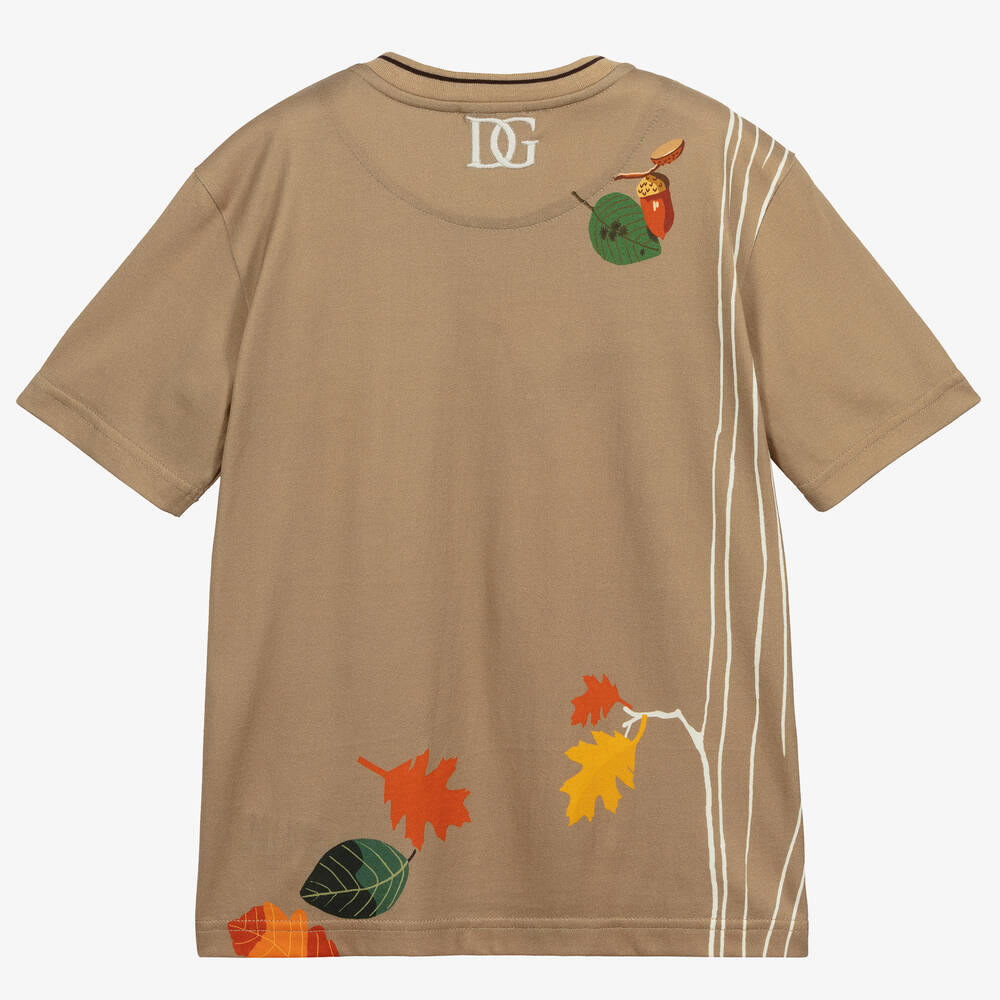 Dolce & Gabbana - Boys Beige Cotton T-Shirt | Childrensalon