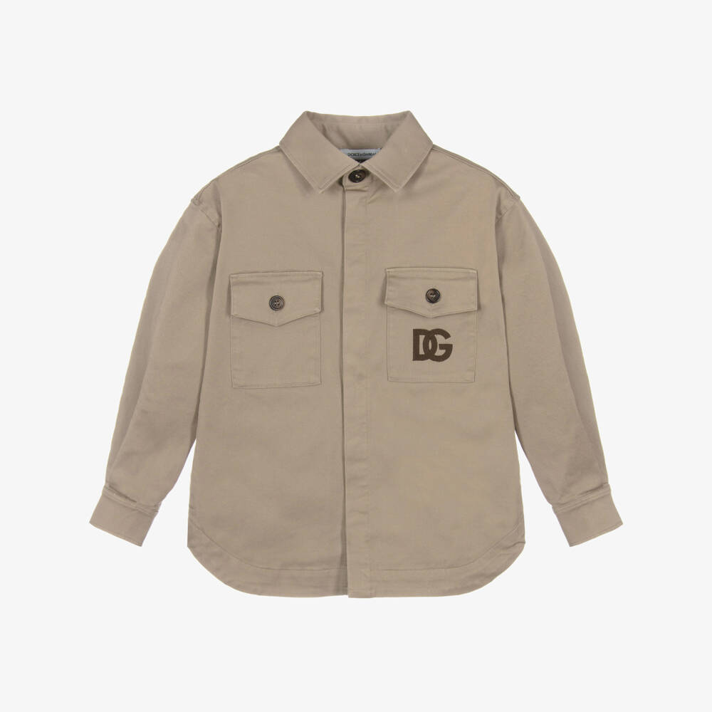 Dolce & Gabbana-Boys Beige Cotton Twill Shacket | Childrensalon Outlet