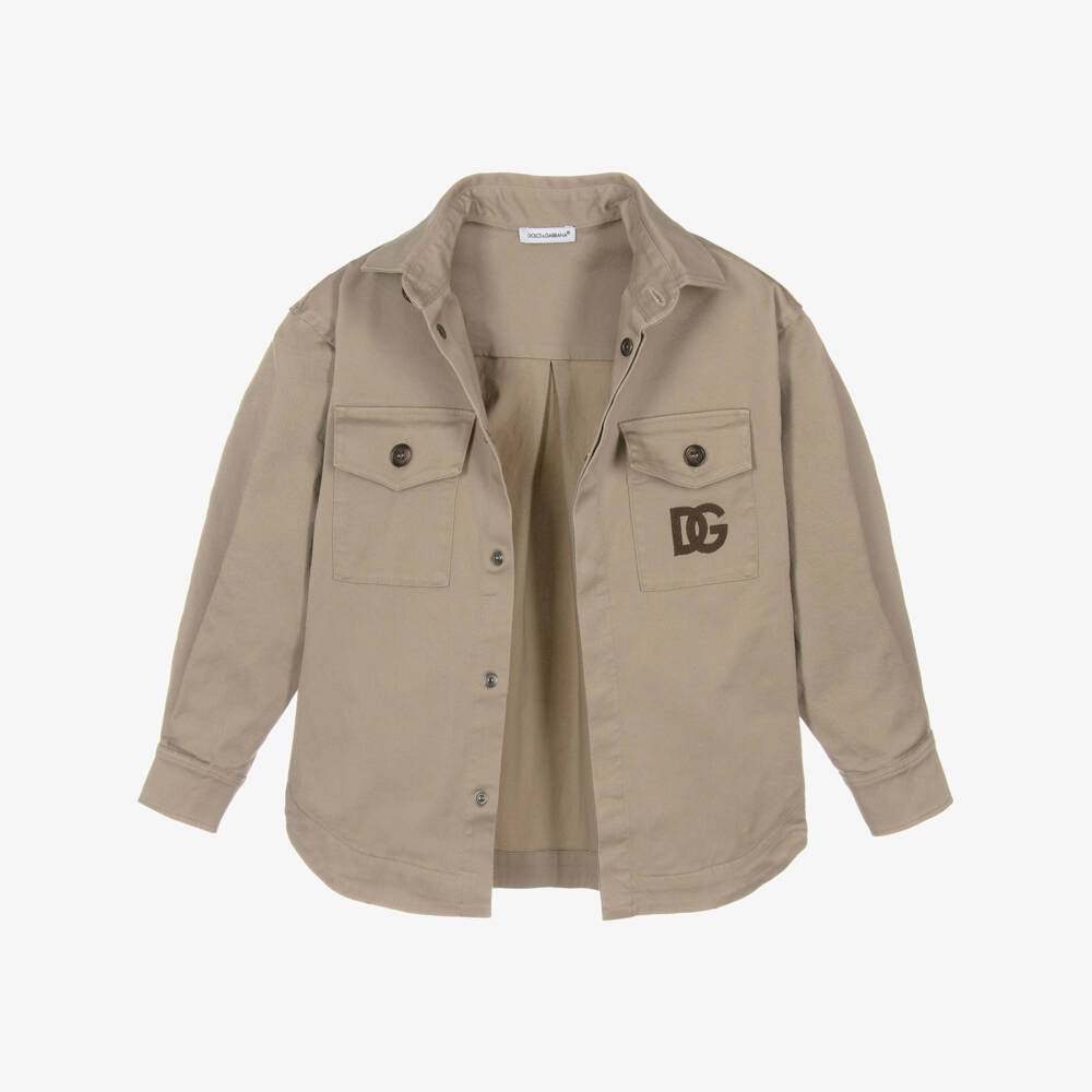 Dolce & Gabbana-Boys Beige Cotton Twill Shacket | Childrensalon Outlet