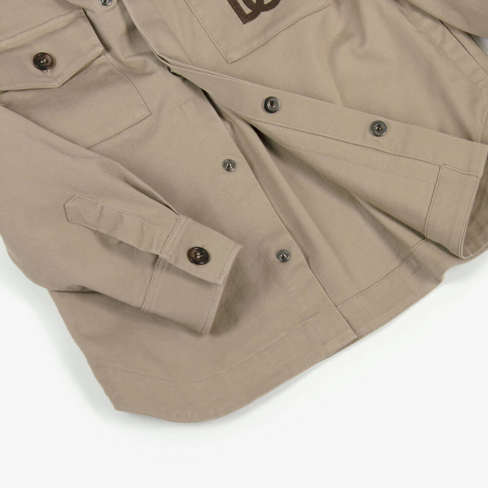 Dolce & Gabbana-Boys Beige Cotton Twill Shacket | Childrensalon Outlet