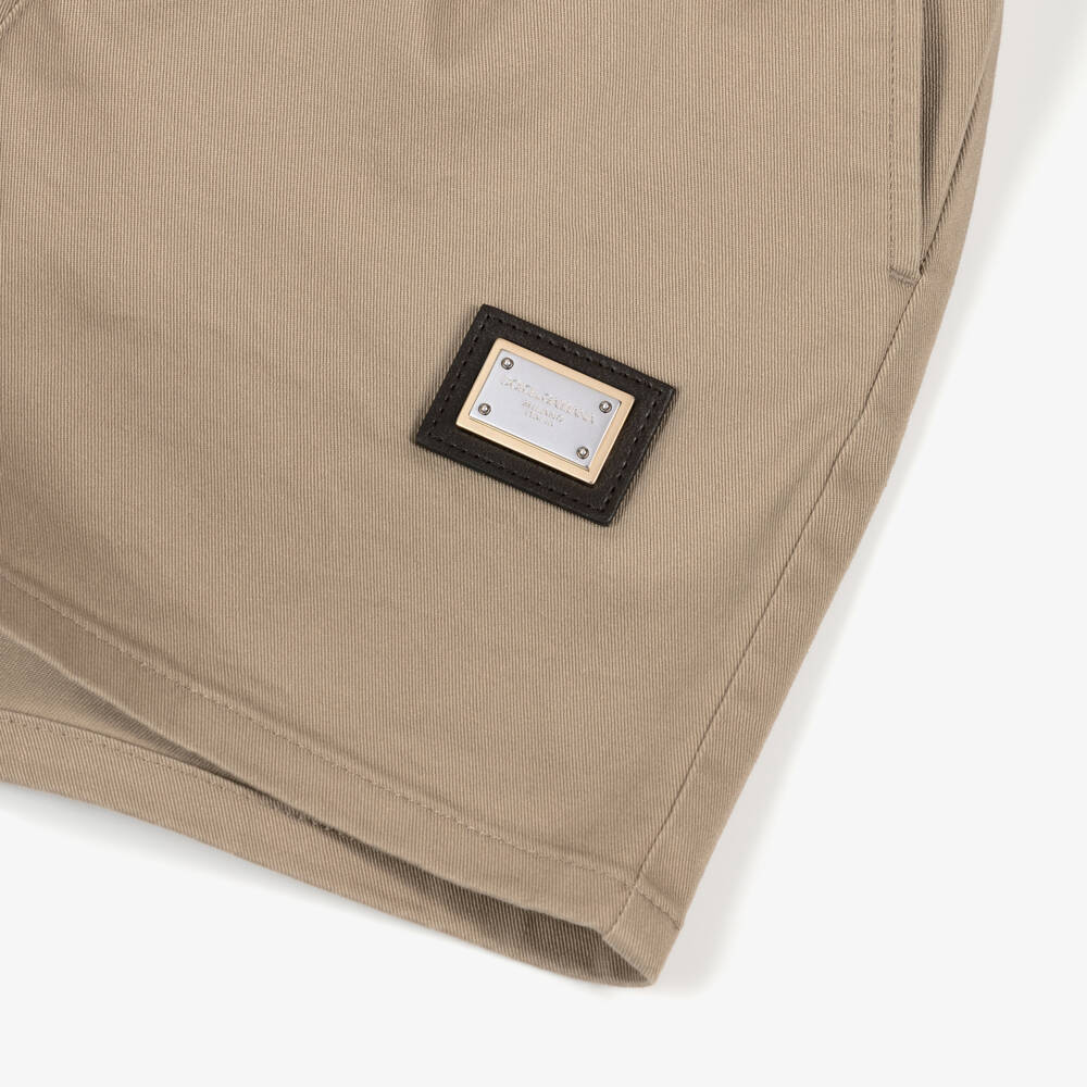 Dolce & Gabbana-Boys Beige Cotton Twill Tailored Shorts | Childrensalon Outlet