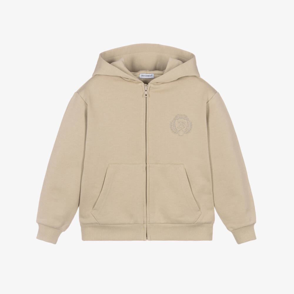 Dolce & Gabbana-Бежевая хлопковая толстовка на молнии для мальчиков | Childrensalon Outlet