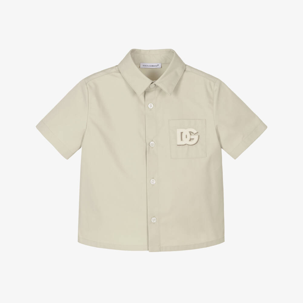 Dolce & Gabbana-Boys Beige Designer Cotton Shirt | Childrensalon Outlet