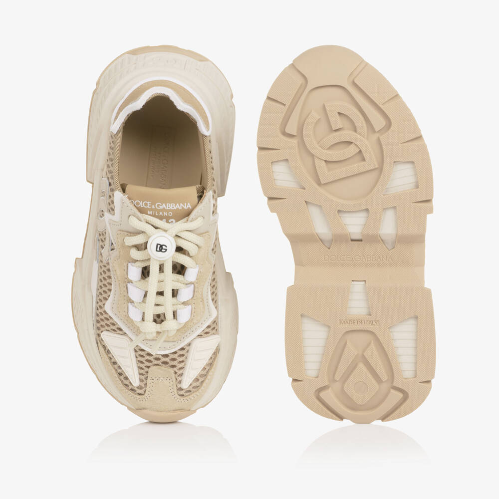 Dolce & Gabbana-Boys Beige DG Logo Daymaster Trainers | Childrensalon Outlet