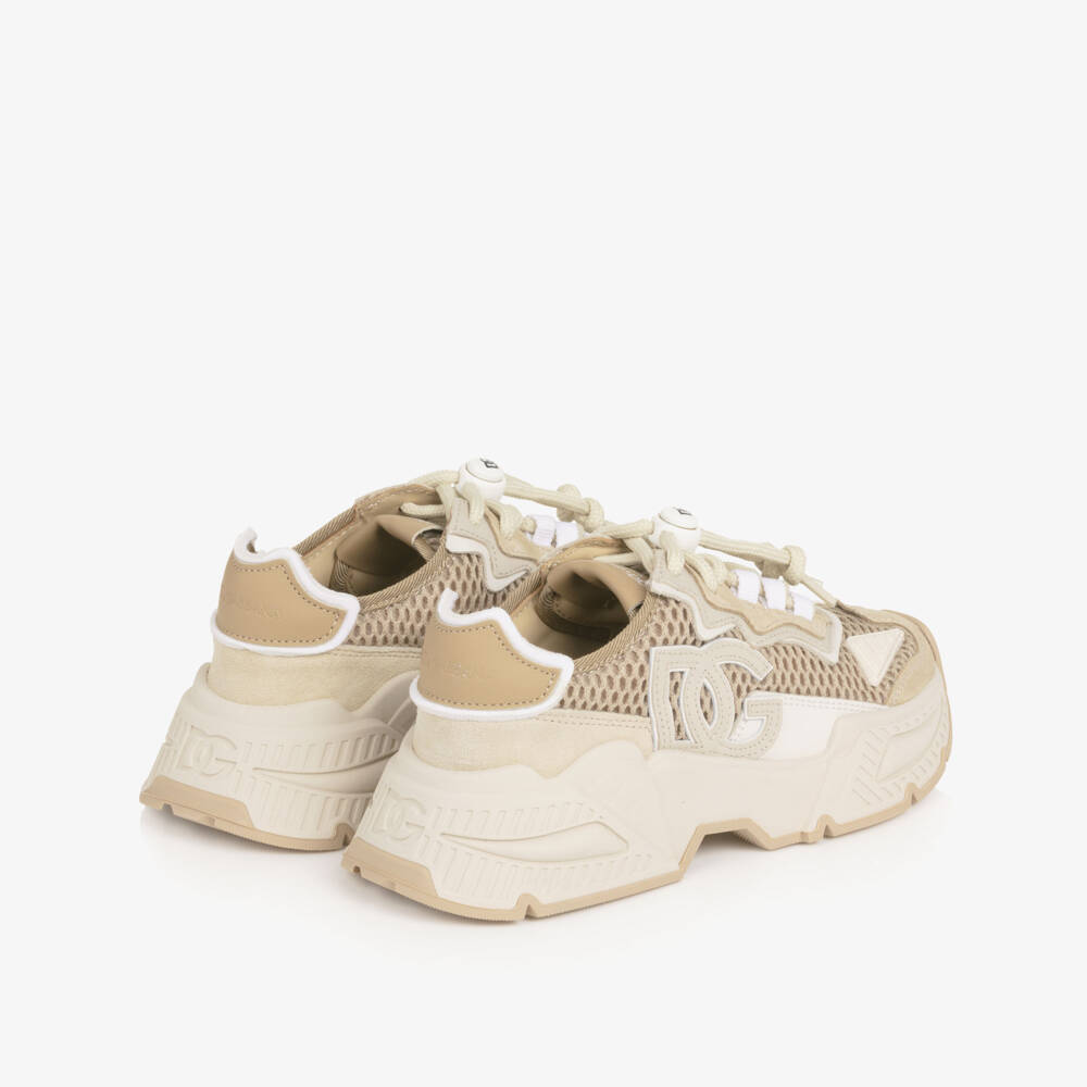 Dolce & Gabbana-Boys Beige DG Logo Daymaster Trainers | Childrensalon Outlet