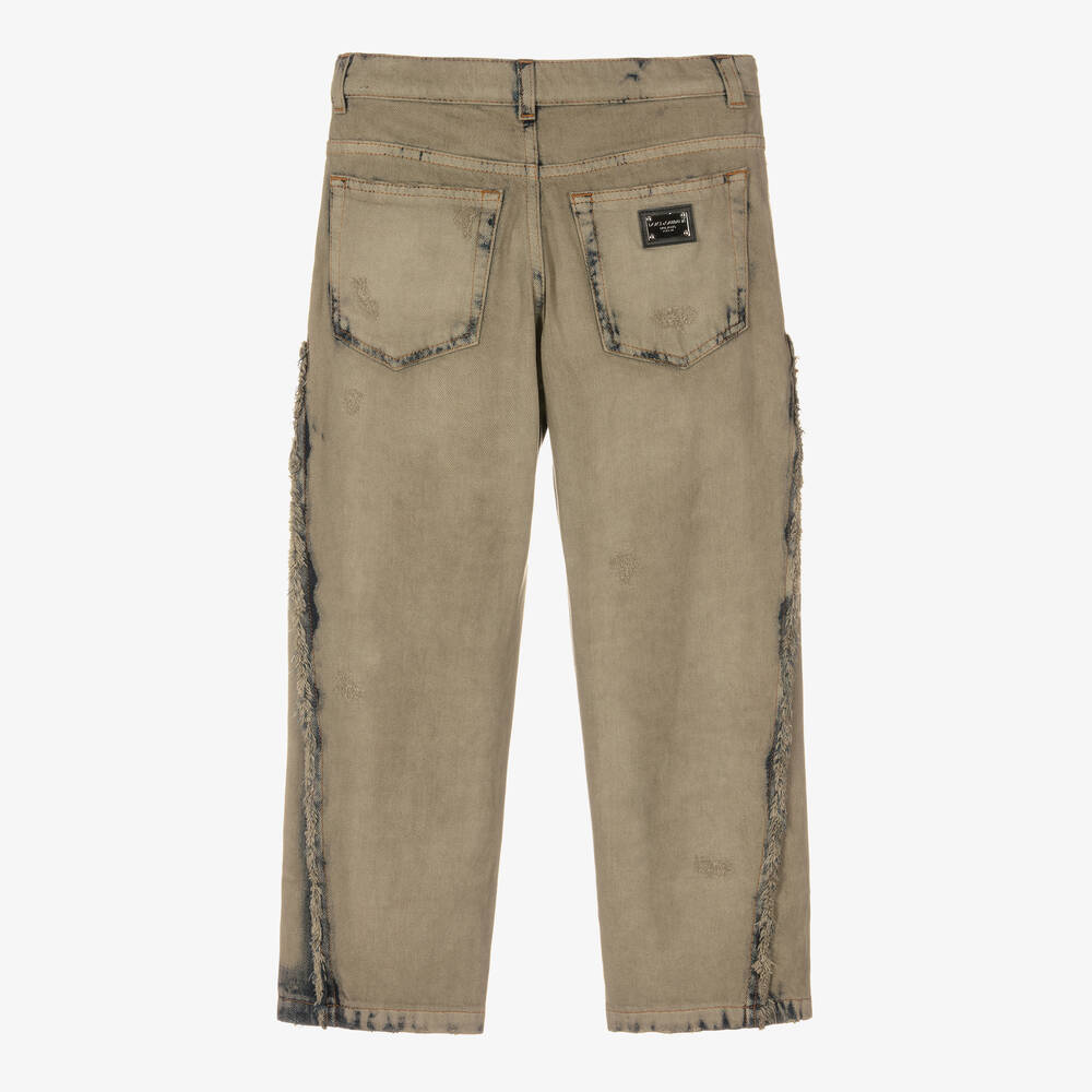 Dolce & Gabbana-Boys Beige Distressed Denim Jeans | Childrensalon Outlet
