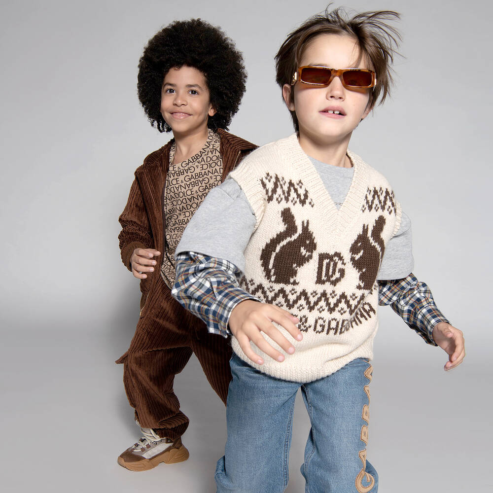 Dolce & Gabbana-Boys Beige Leather Lace-Up Boots | Childrensalon Outlet