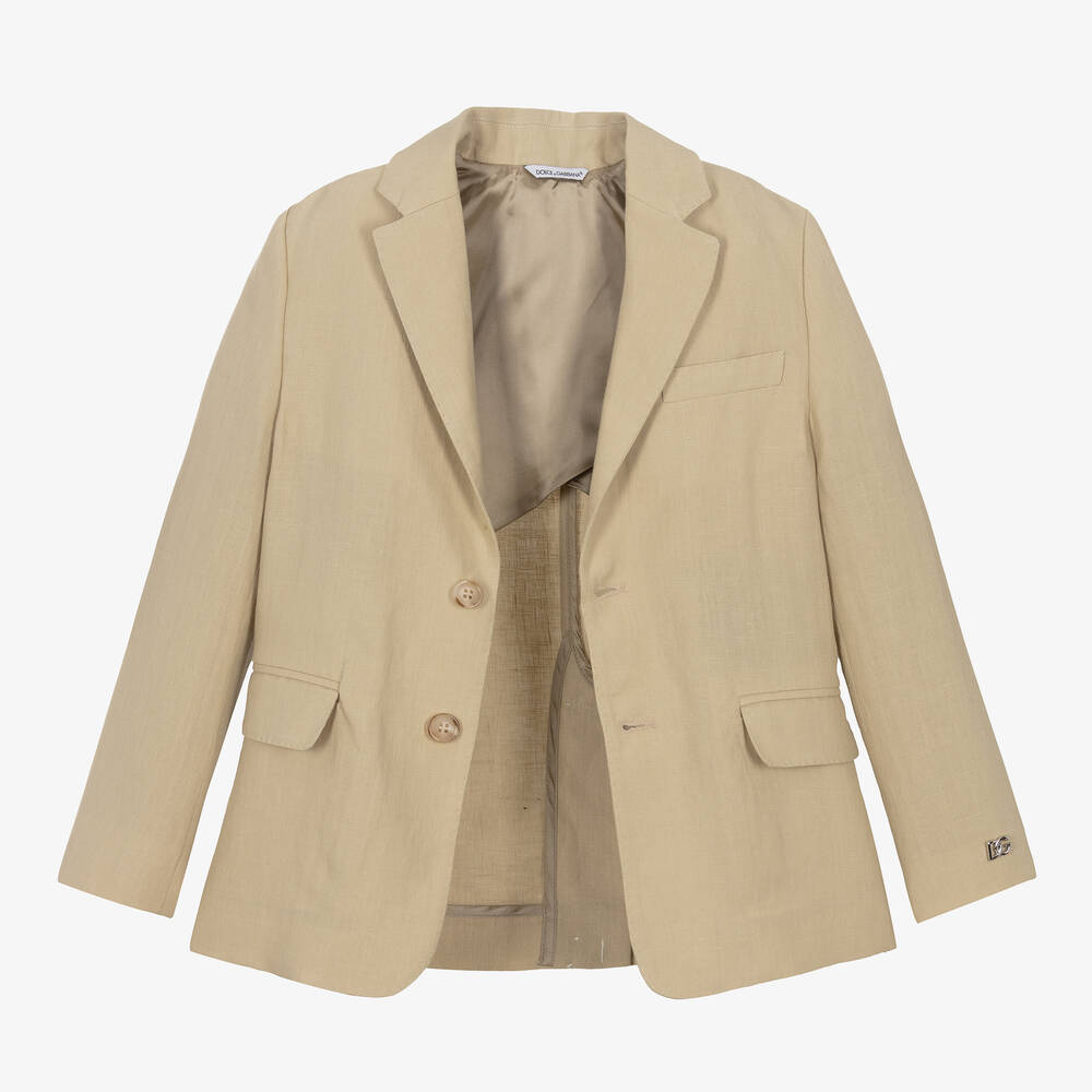 Dolce & Gabbana-Boys Beige Linen Blazer | Childrensalon Outlet