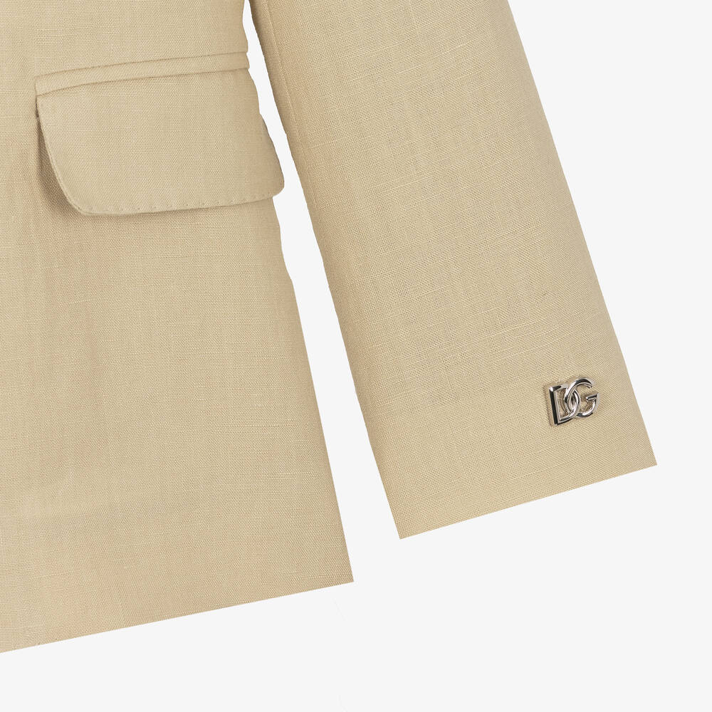 Dolce & Gabbana-Boys Beige Linen Blazer | Childrensalon Outlet