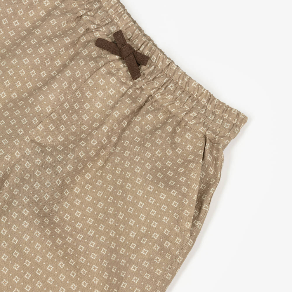 Dolce & Gabbana-Boys Beige Linen Patterned Shorts | Childrensalon Outlet