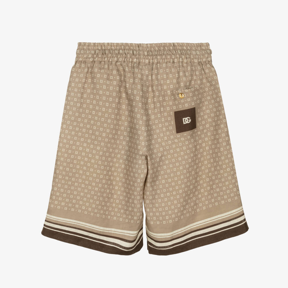 Dolce & Gabbana-Boys Beige Linen Patterned Shorts | Childrensalon Outlet