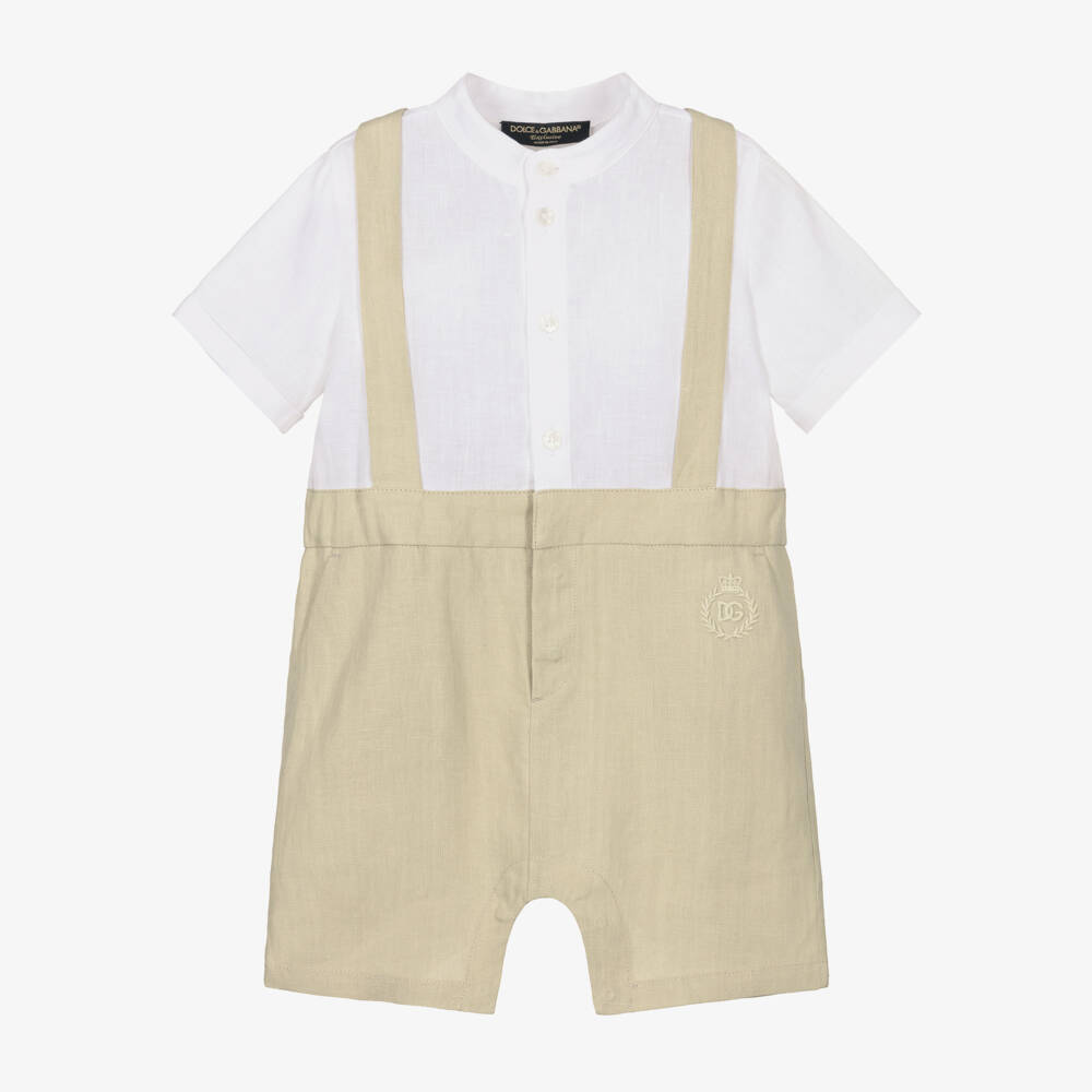 Dolce & Gabbana-Boys Beige Linen Shortie Ensemble | Childrensalon Outlet