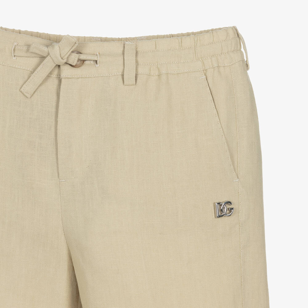 Dolce & Gabbana-شورت كتان لون بيج فاتح للأولاد | Childrensalon Outlet