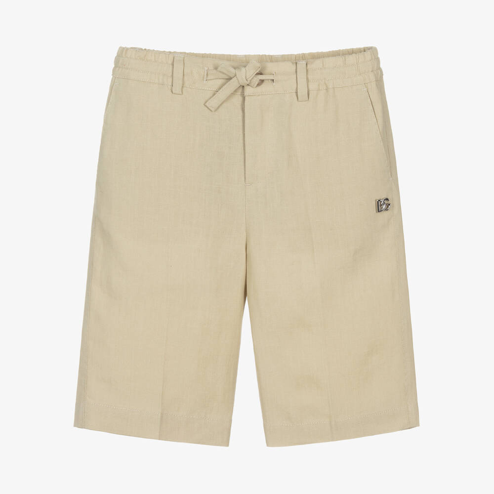 Dolce & Gabbana-Boys Beige Linen Shorts | Childrensalon Outlet