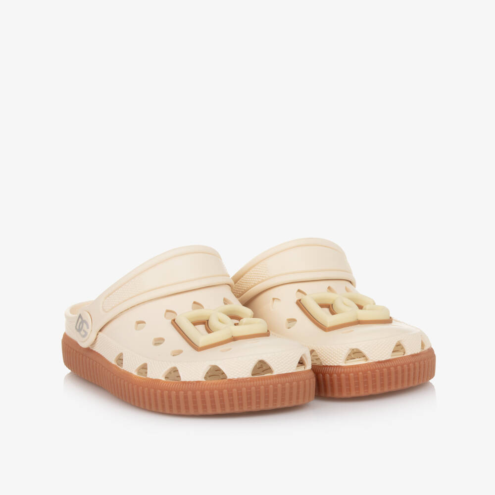 Dolce & Gabbana-Boys Beige Logo Summer Slides | Childrensalon Outlet