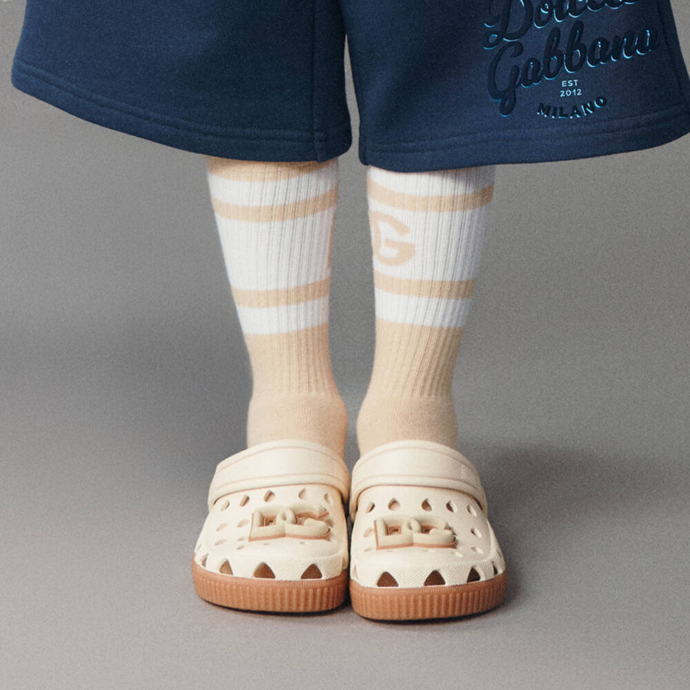 Dolce & Gabbana-Boys Beige Logo Summer Slides | Childrensalon Outlet