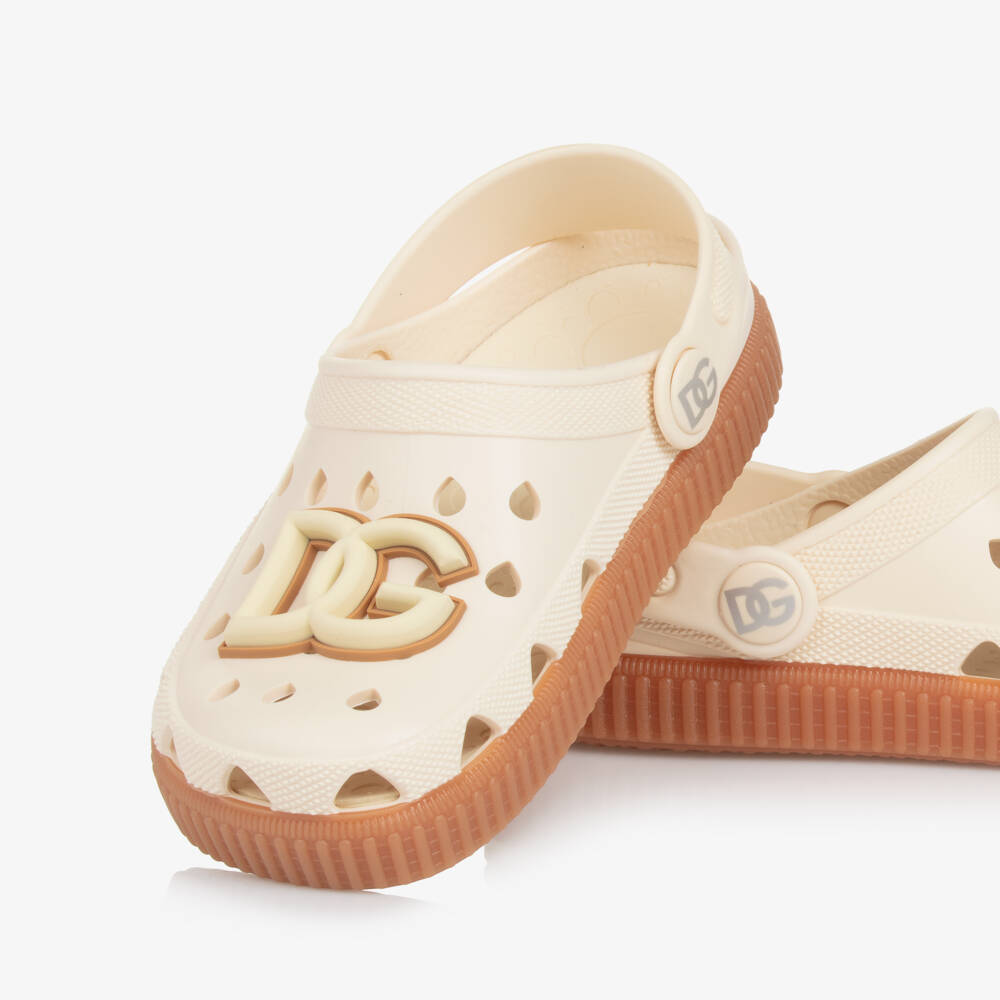 Dolce & Gabbana-Boys Beige Logo Summer Slides | Childrensalon Outlet