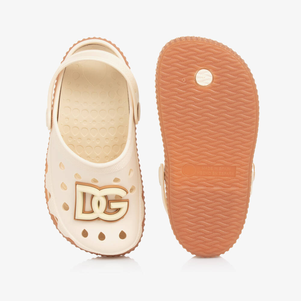 Dolce & Gabbana-Boys Beige Logo Summer Slides | Childrensalon Outlet