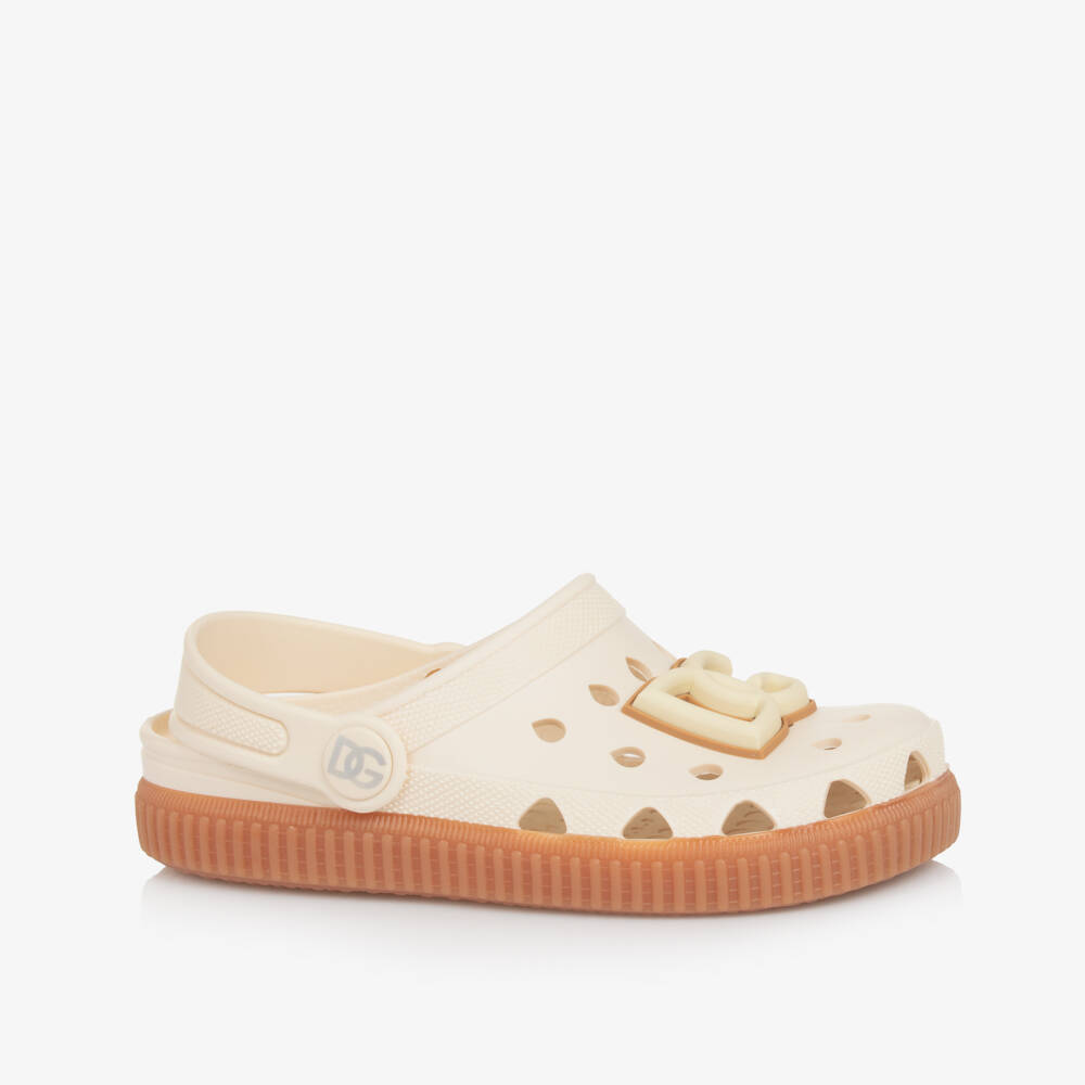 Dolce & Gabbana-Boys Beige Logo Summer Slides | Childrensalon Outlet