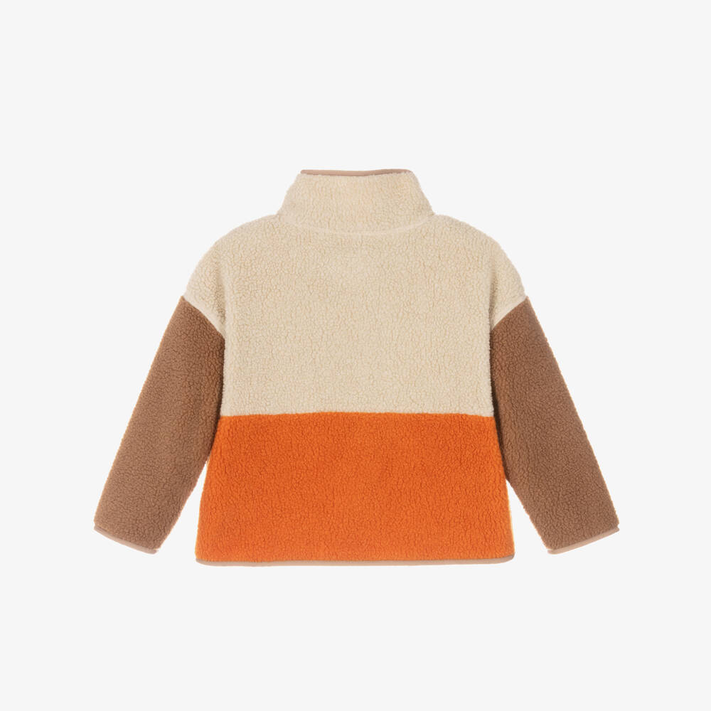 Dolce & Gabbana-Boys Beige & Orange Sherpa Fleece Jacket with DG Logo | Childrensalon Outlet