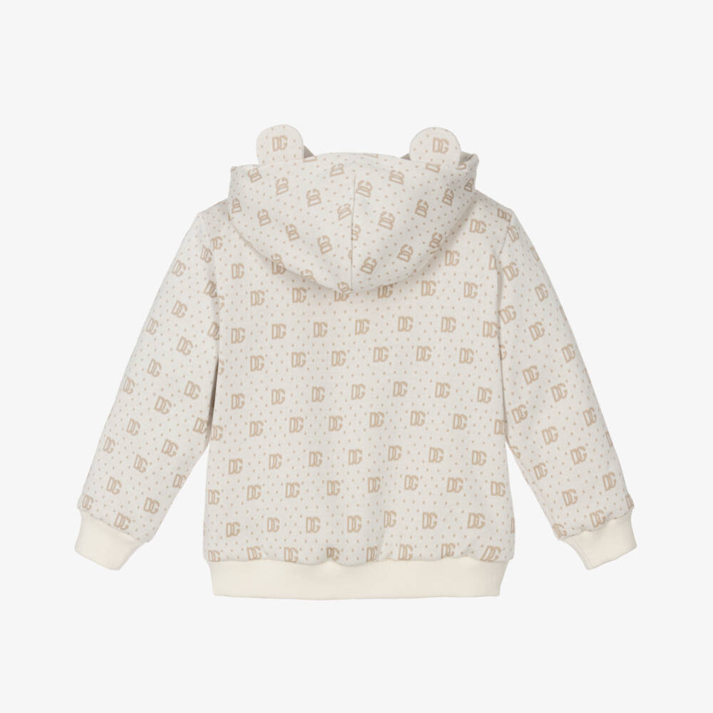 Dolce & Gabbana-Boys Beige Popper Cotton Hoodie | Childrensalon Outlet