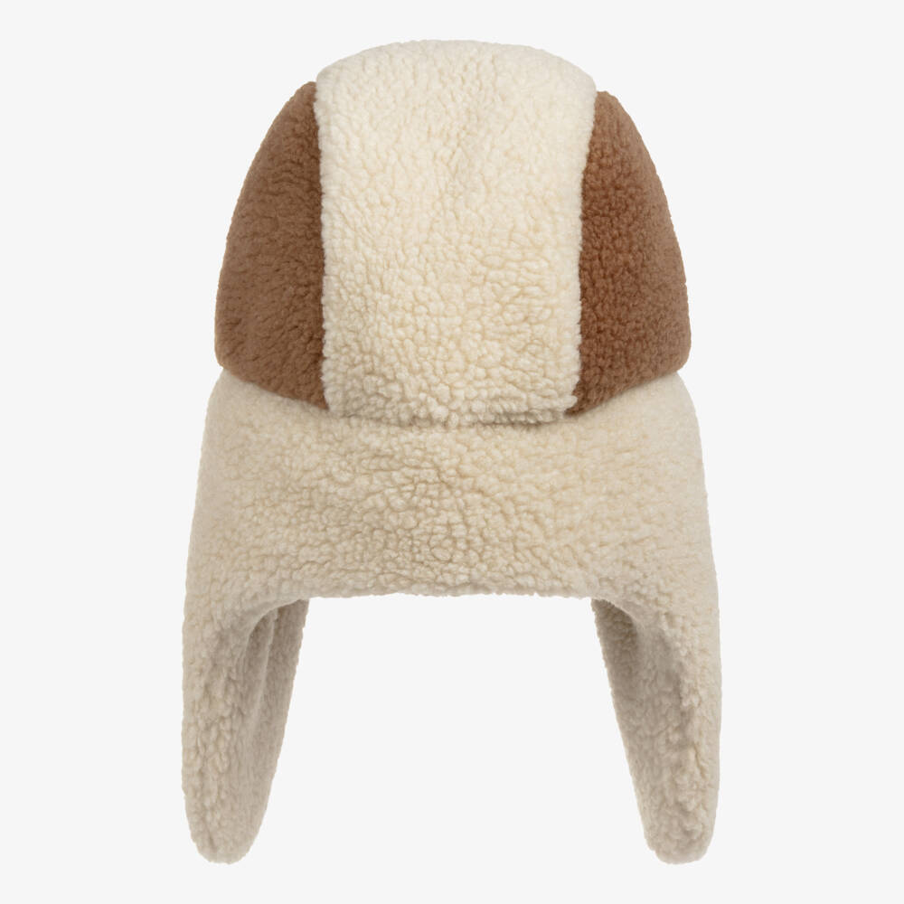 Dolce & Gabbana-Boys Beige Sherpa Hat with Brown & Orange Panels | Childrensalon Outlet