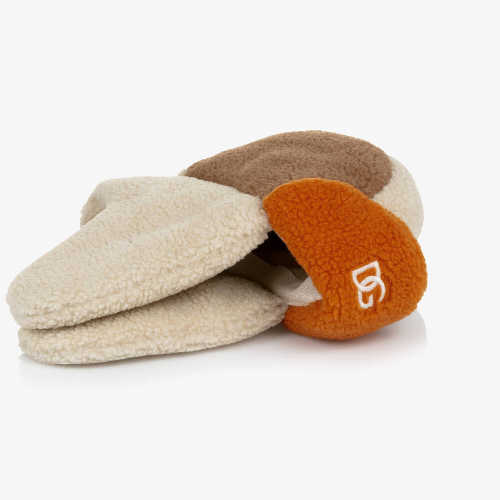 Dolce & Gabbana-Boys Beige Sherpa Hat with Brown & Orange Panels | Childrensalon Outlet