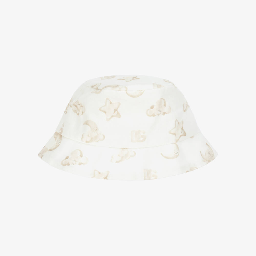 Dolce & Gabbana-Кепка из льна с бежевыми звездами для мальчиков | Childrensalon Outlet