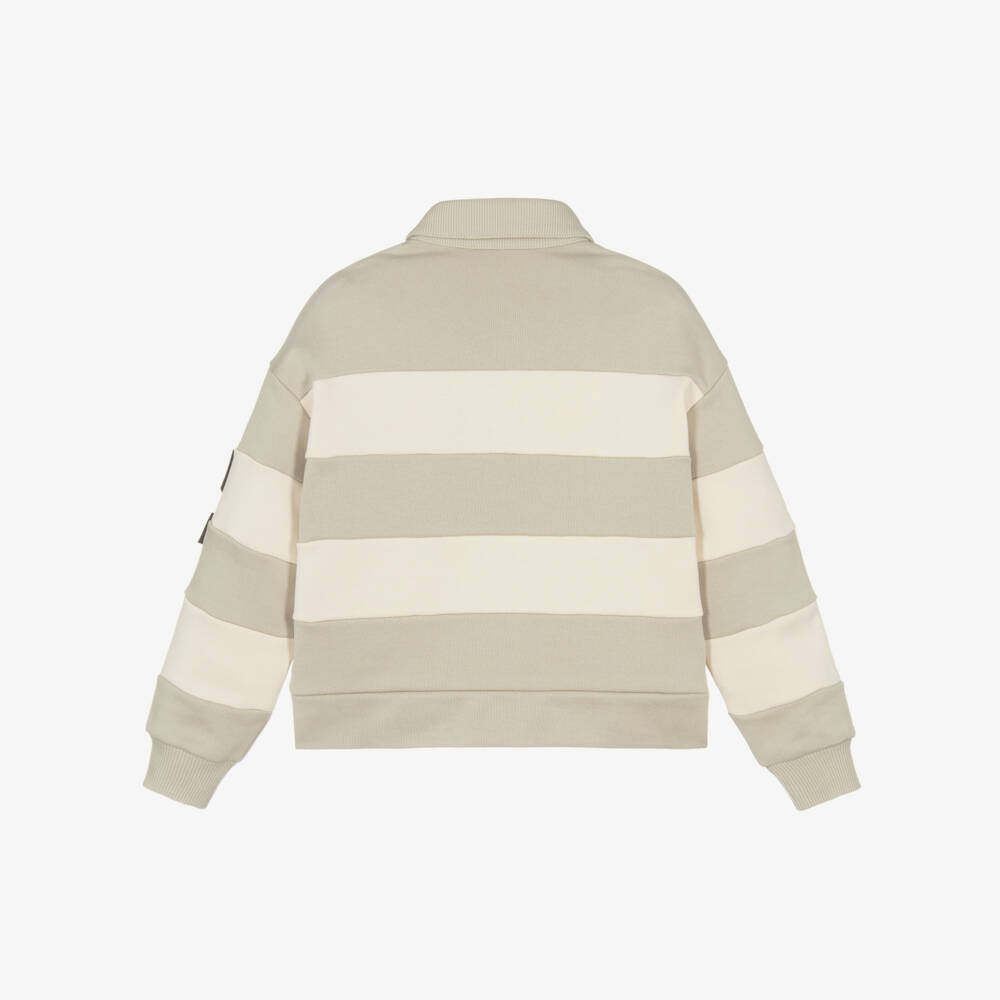 Dolce & Gabbana-Boys Beige Striped Cotton Collared Sweatshirt | Childrensalon Outlet