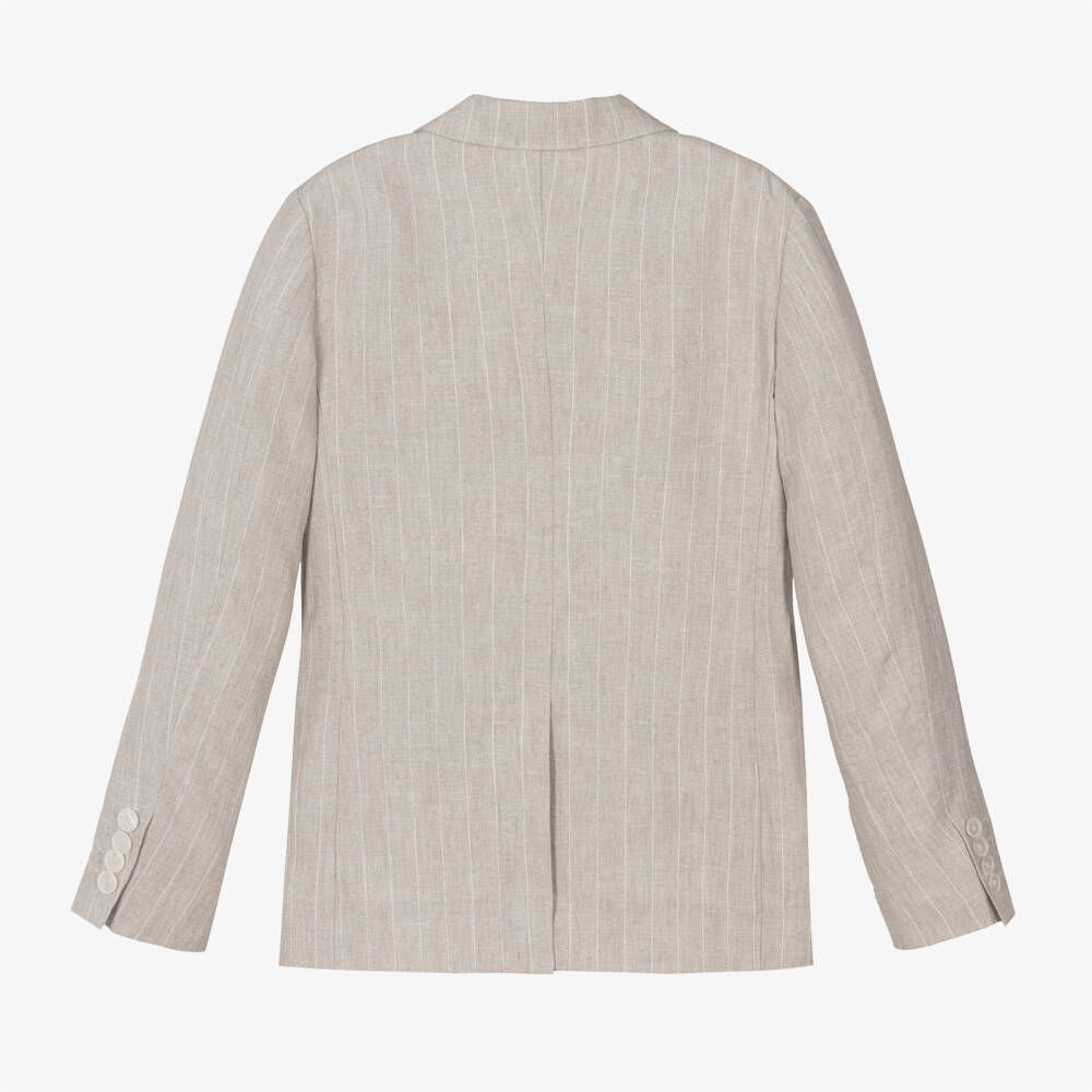  دولتشي آند غابانا-بليزر مقلم كتان لون بيج للأولاد | Childrensalon Outlet