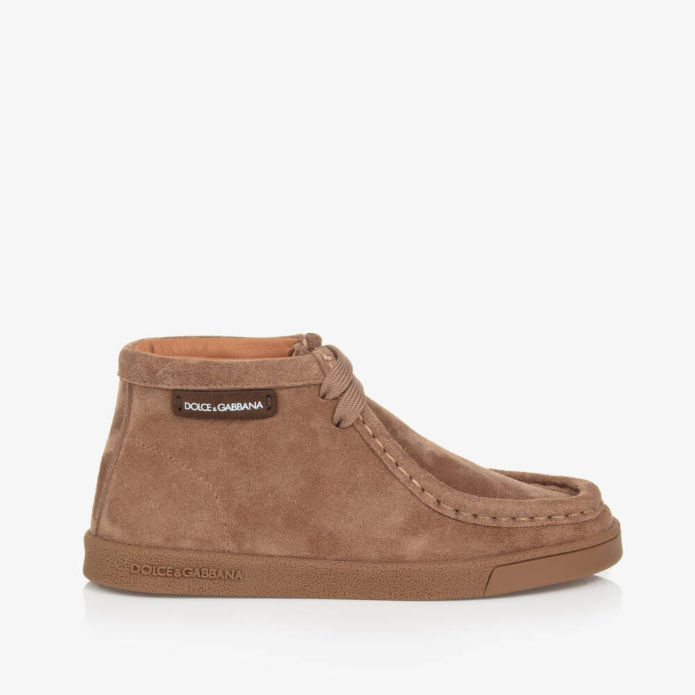  دولتشي آند غابانا-بوت جلد شامواه لون بني | Childrensalon Outlet