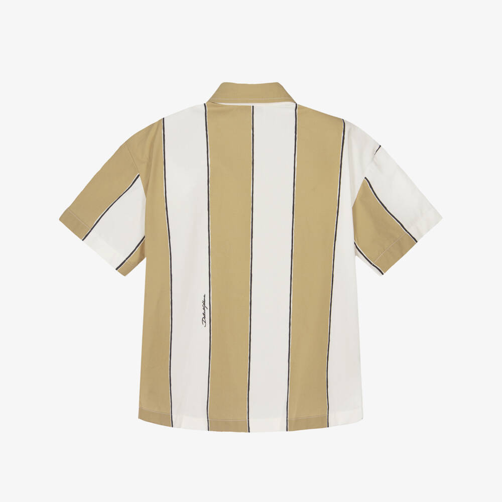 Dolce & Gabbana-Boys Beige & White Striped Poplin Shirt | Childrensalon Outlet