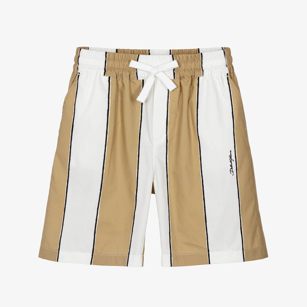 Dolce & Gabbana-Boys Beige & White Striped Poplin Shorts | Childrensalon Outlet