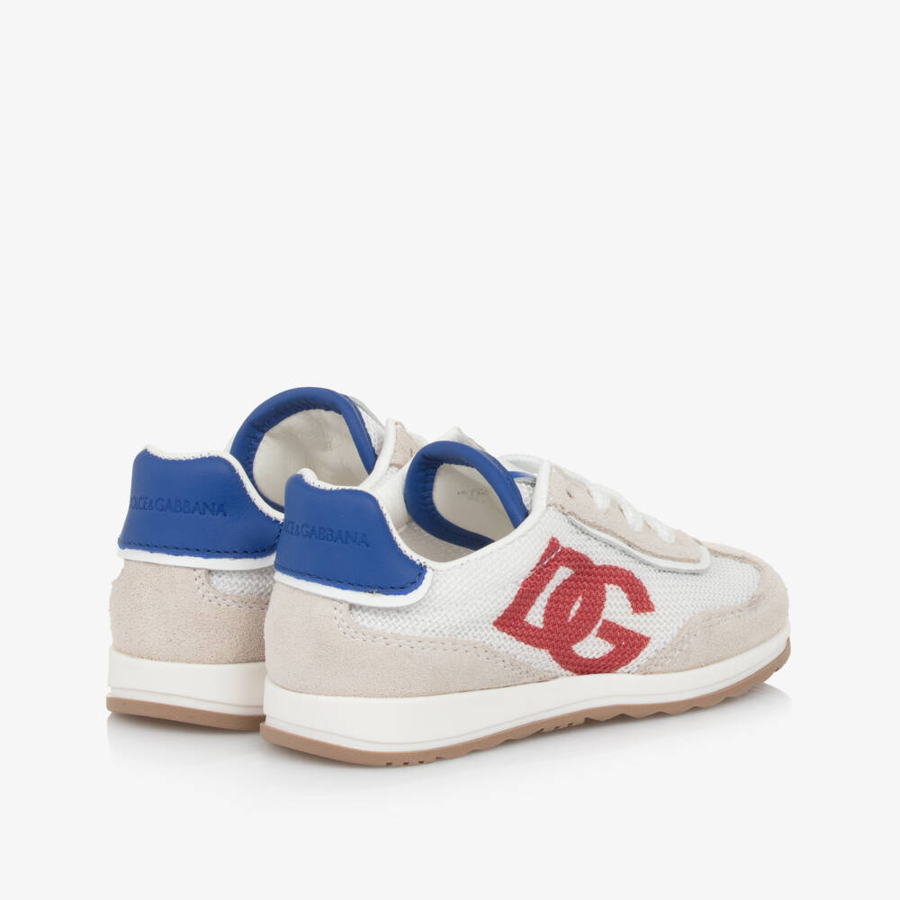 Dolce & Gabbana-Boys Beige & White Suede Mesh Sneakers | Childrensalon Outlet