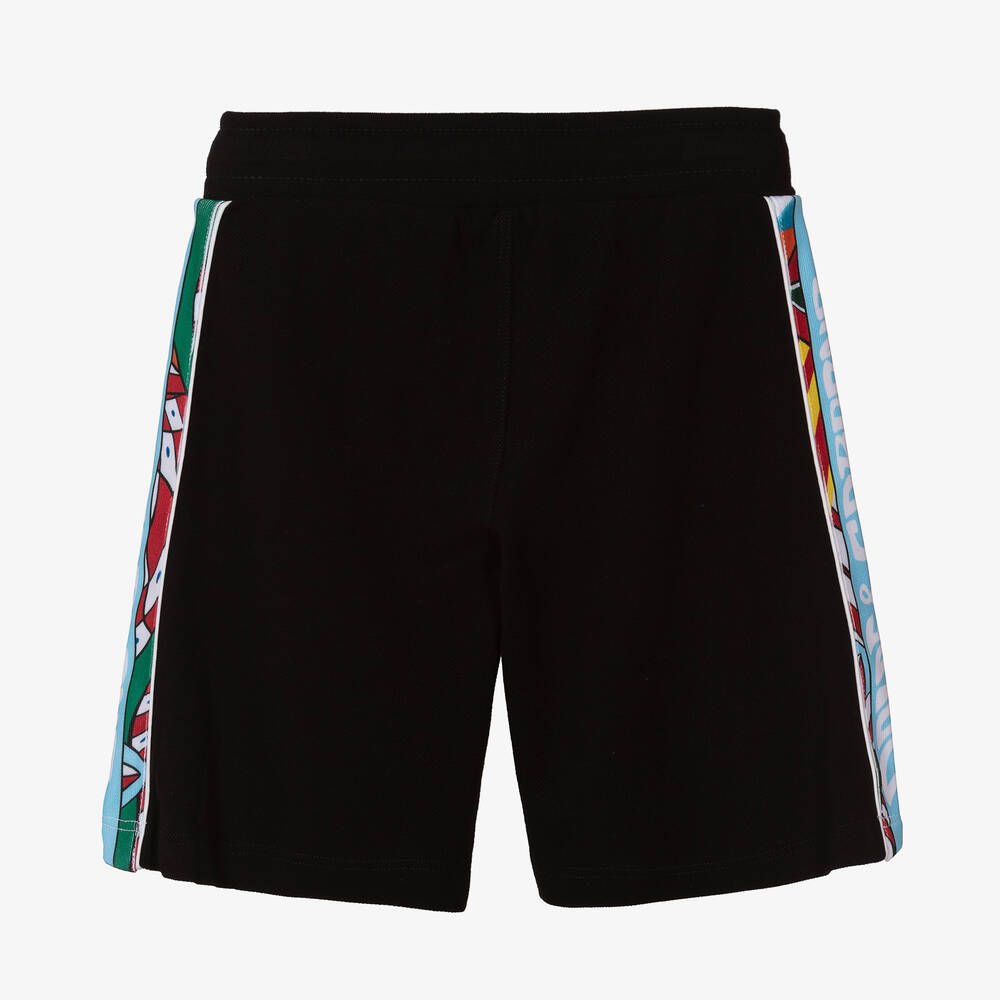 Dolce & Gabbana-شورت قطن بيكيه لون أسود وأزرق تينز ولادي | Childrensalon Outlet