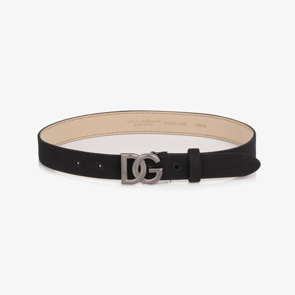 Dolce & Gabbana-Boys Black Canvas Logo Belt with DG Logo Buckle | Childrensalon Outlet