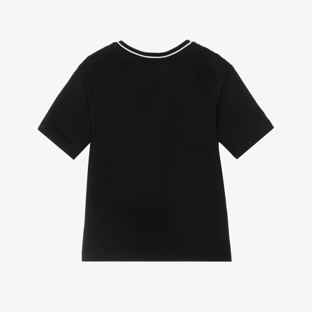 Dolce & Gabbana-Boys Black Cotton Jersey T-Shirt with White Crest Logo | Childrensalon Outlet