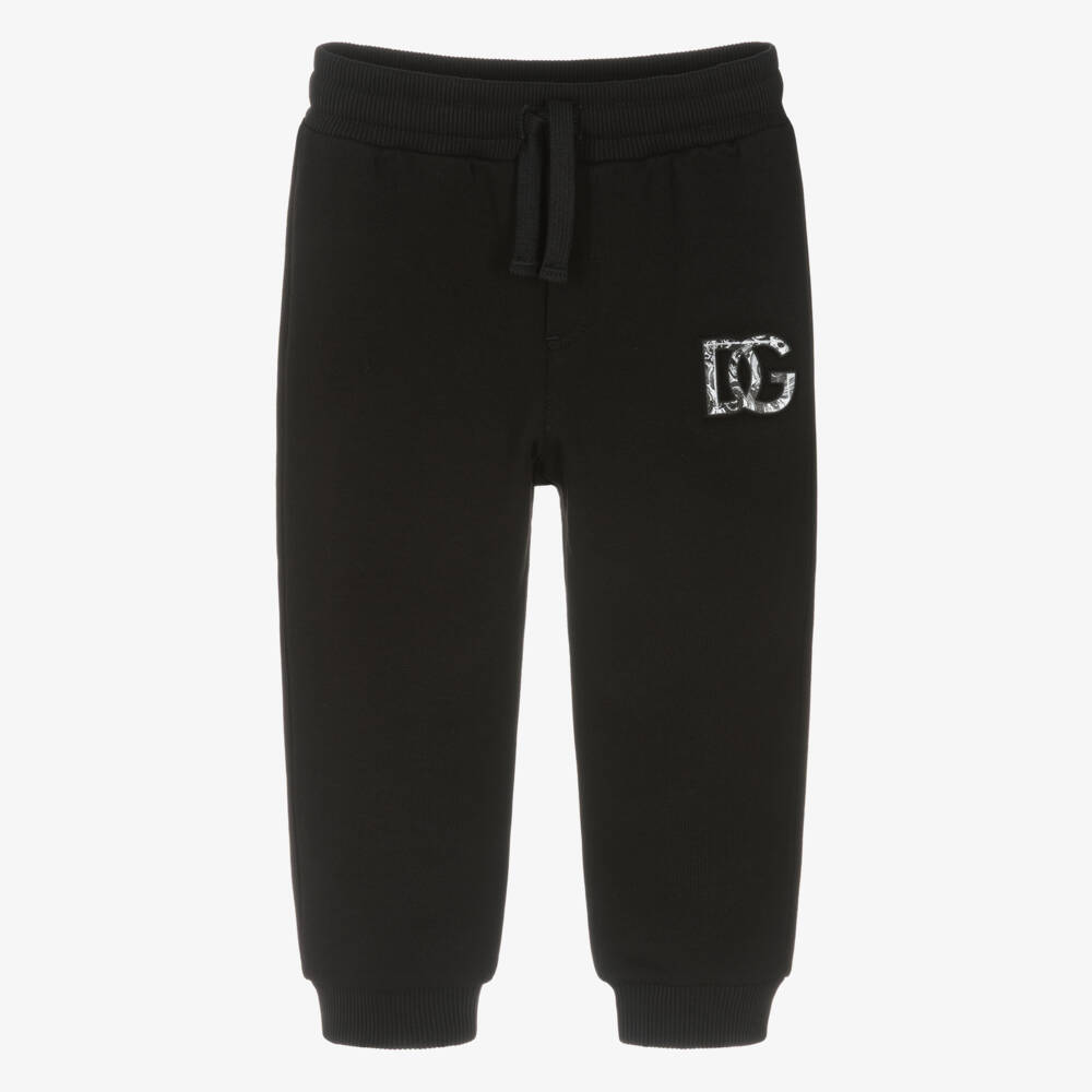 Dolce & Gabbana-Черные хлопковые джоггеры с логотипом для мальчиков | Childrensalon Outlet