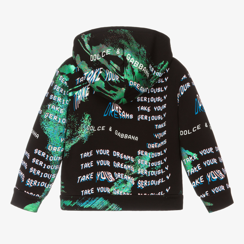 Dolce & Gabbana-Boys Black Cotton Logo Hoodie | Childrensalon Outlet