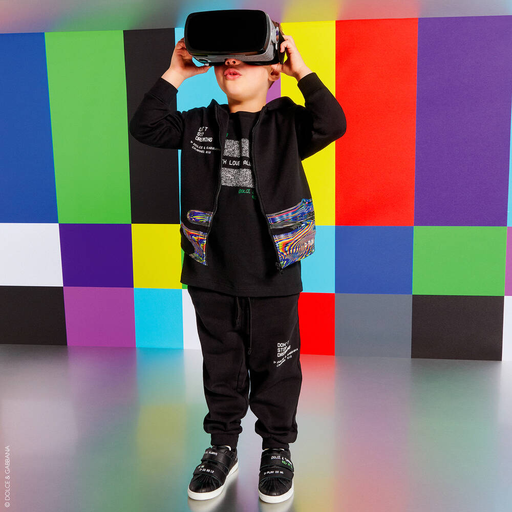 Dolce & Gabbana-Boys Black Cotton Logo Hoodie | Childrensalon Outlet