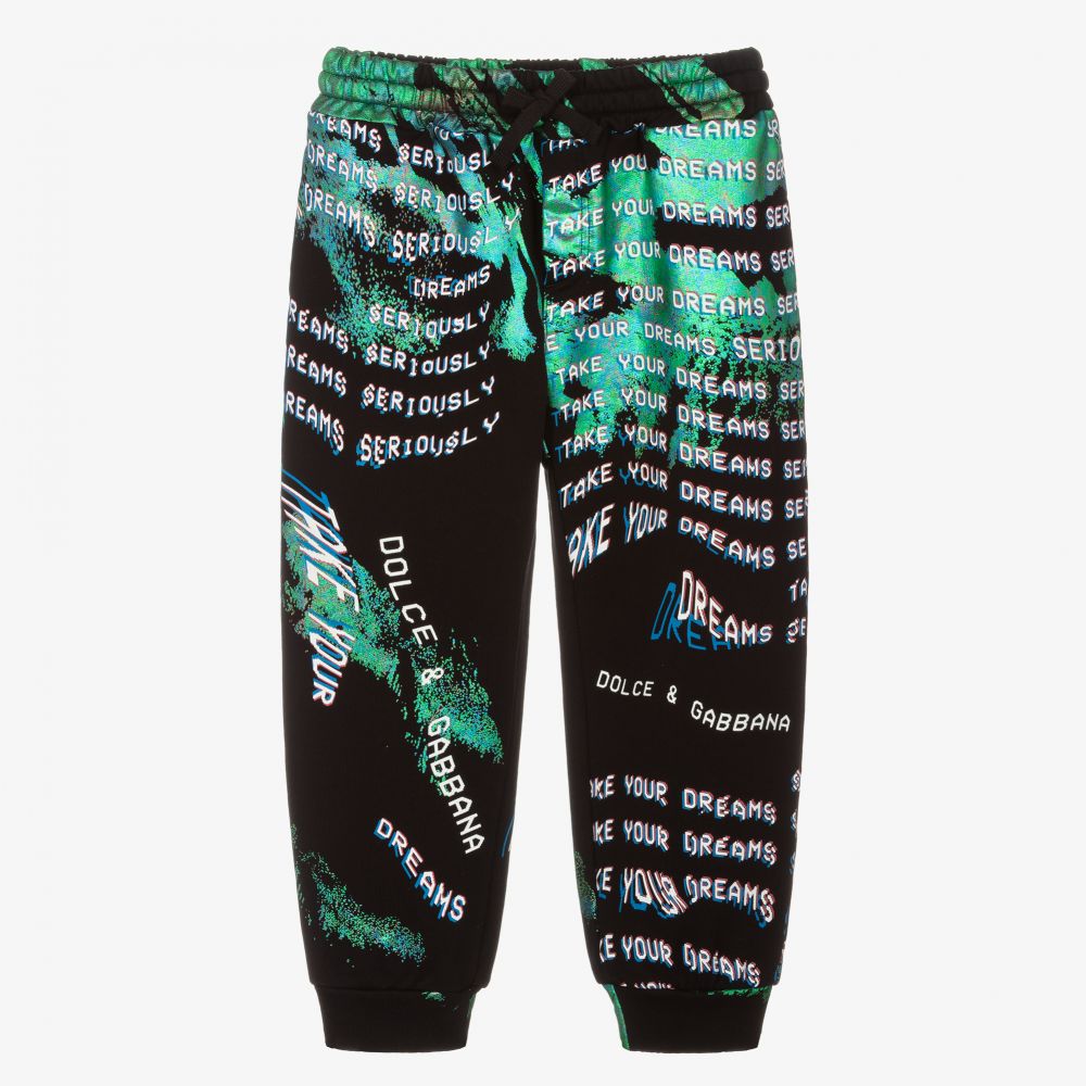 Dolce & Gabbana-Boys Black Cotton Logo Joggers | Childrensalon Outlet
