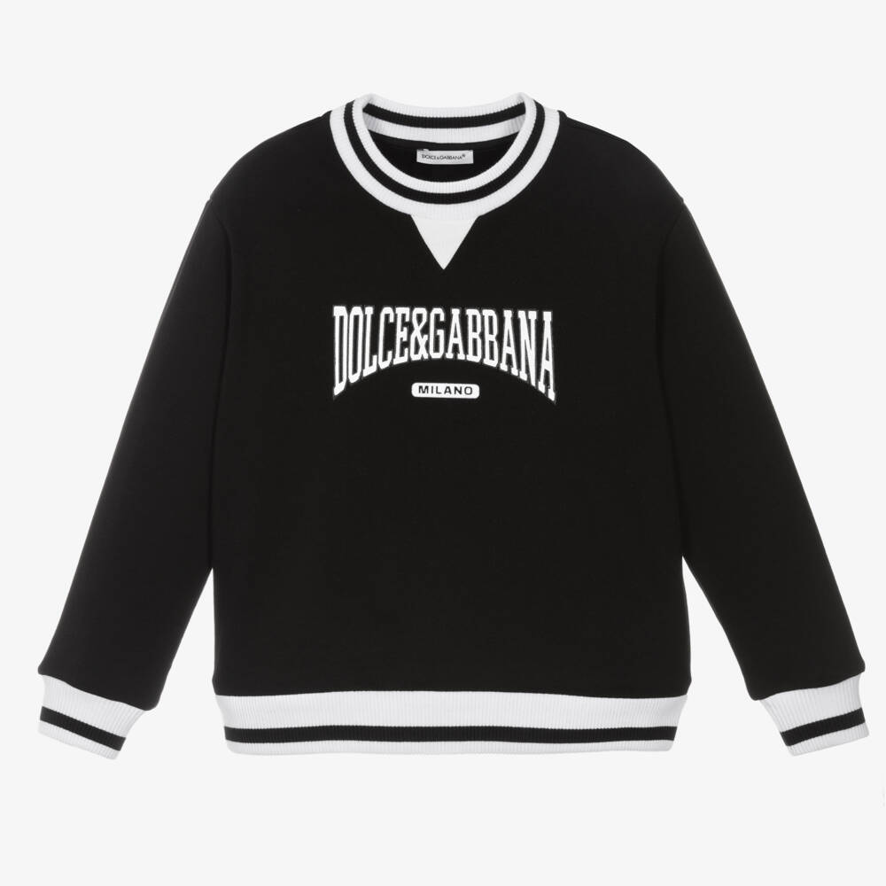 Dolce & Gabbana-Boys Black Cotton Logo Sweatshirt | Childrensalon Outlet