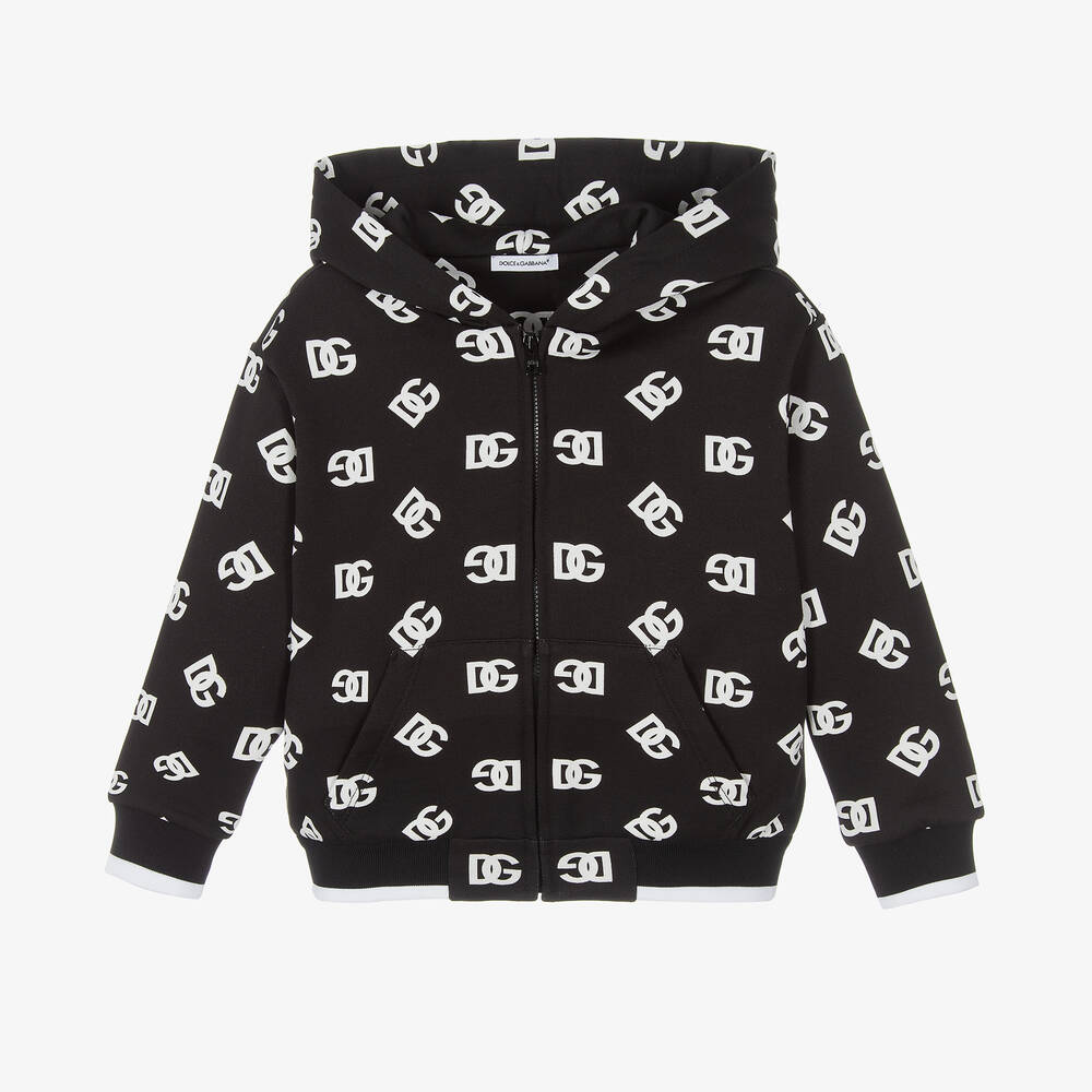 Dolce & Gabbana - Sweat noir zippé en coton garçon | Childrensalon