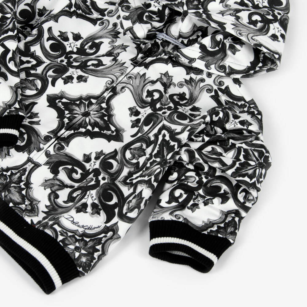 Dolce & Gabbana-هودي قطن أسود بنقشة للأولاد | Childrensalon Outlet