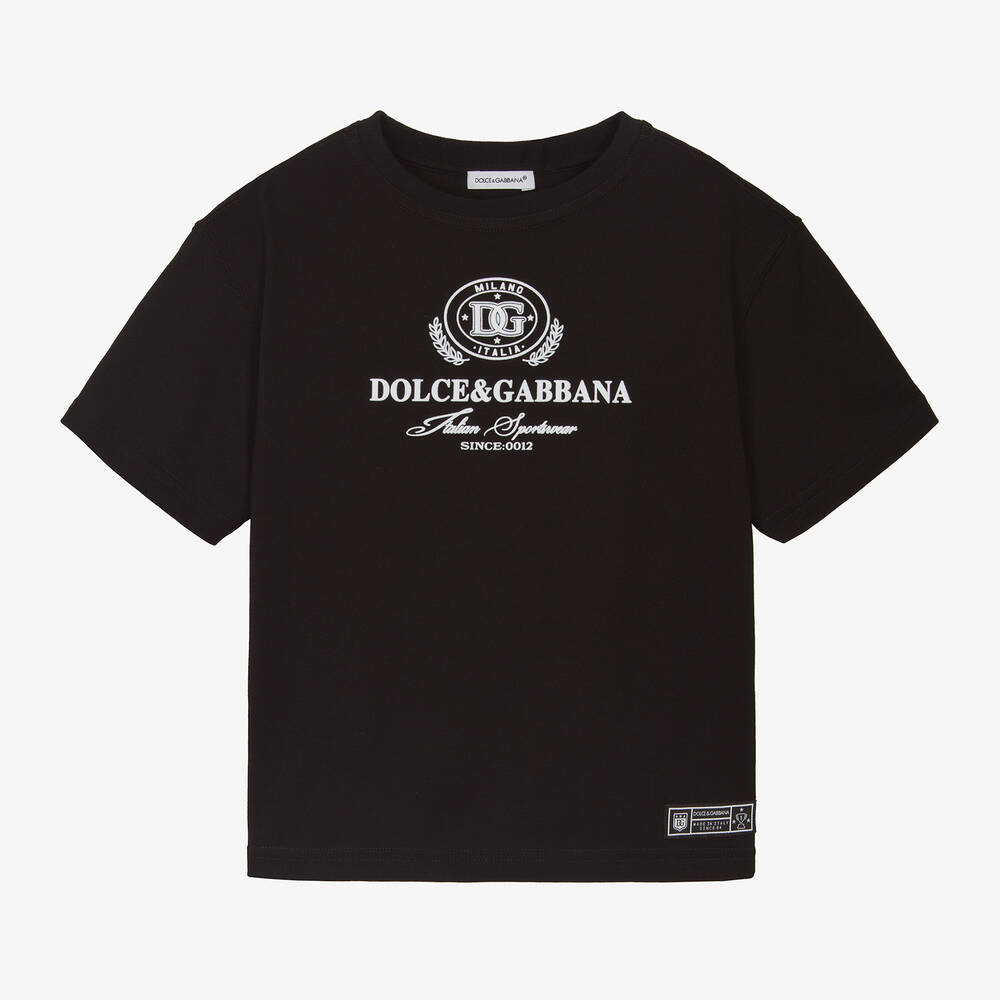 Dolce & Gabbana-Boys Black Cotton T-Shirt | Childrensalon Outlet