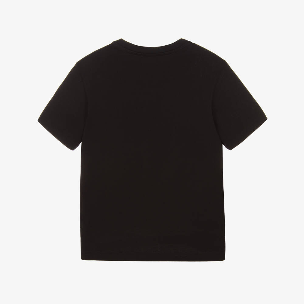 Dolce & Gabbana-Boys Black Cotton T-Shirt with Contrasting White Logo | Childrensalon Outlet